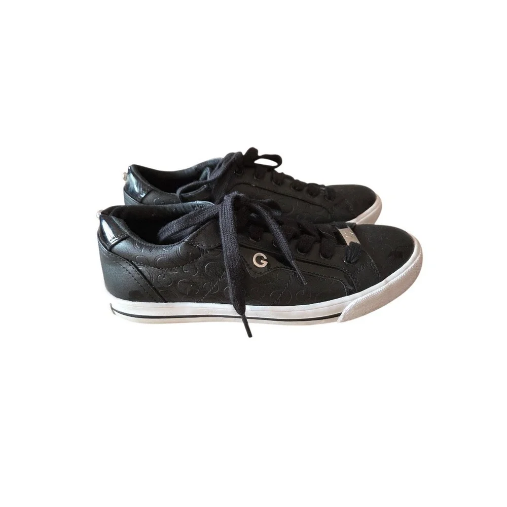 Guess‎ GBG Los Angeles Black Logo Embossed Lace-Up Sneakers Women's 7.5